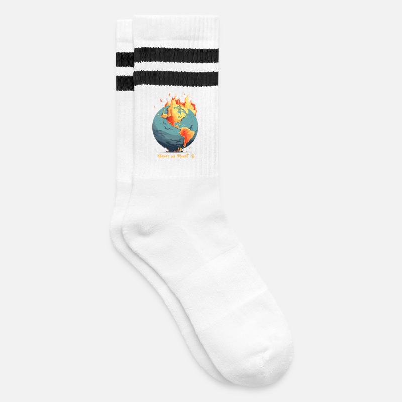 Die Welt Brennt - Gestreifte Tennissocken - Weiß/Schwarz