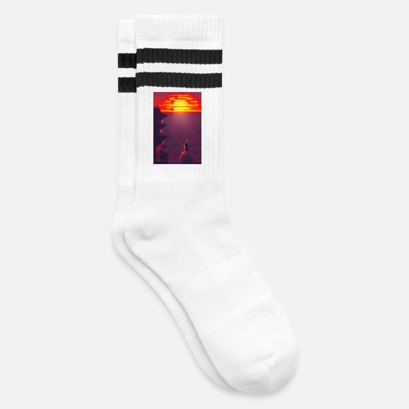 Samurai 3 - Gestreifte Tennissocken - Weiß/Schwarz