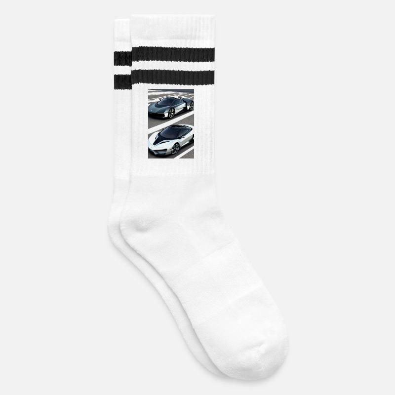 Car - Striped tennis socks - white/black