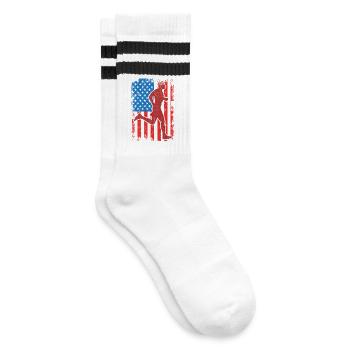 July 4 USA Running - Striped tennis socks - white/black - Right