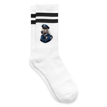Zebra Policeman - Striped tennis socks - white/black - Right