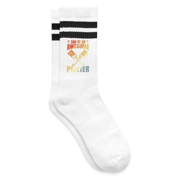 Sohn eines tollen Malers - Gestreifte Tennissocken - Weiß/Schwarz - Rechts