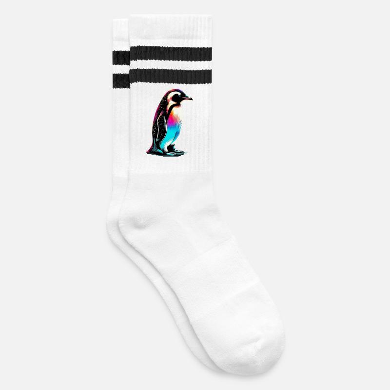 Pinguin - Gestreifte Tennissocken - Weiß/Schwarz