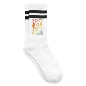 Sohn eines tollen Feuerwehrmanns - Gestreifte Tennissocken - Weiß/Schwarz - Rechts