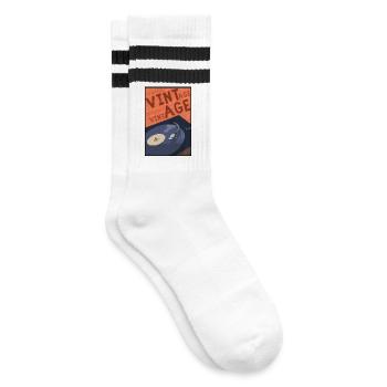 Vinyl Vintage Music - Striped tennis socks - white/black - Right