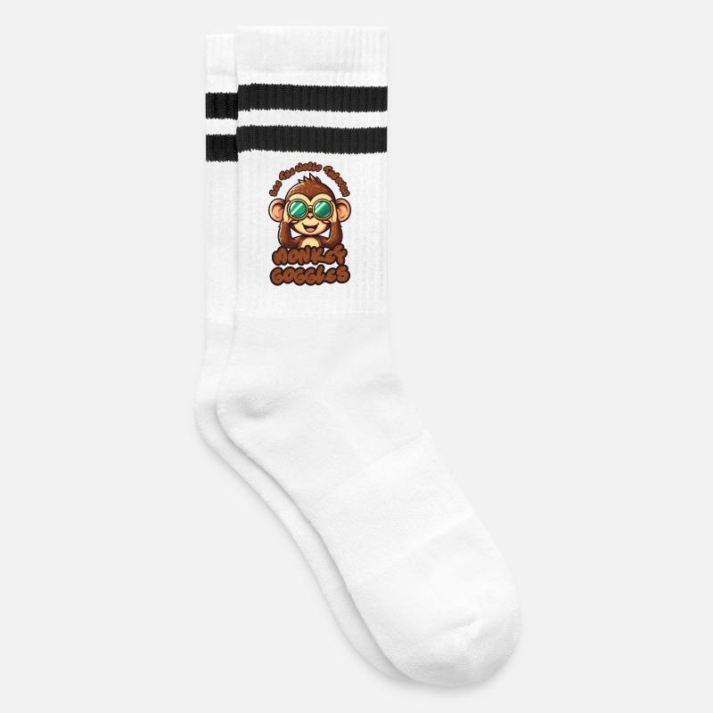 Cute Monkey: See the world through monkey goggles! - Striped tennis socks - white/black