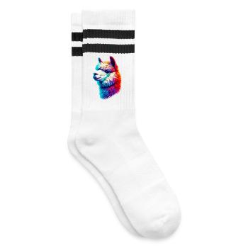 Alpaka - Gestreifte Tennissocken - Weiß/Schwarz - Rechts
