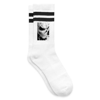 Schädelnetz Schwarzweiß - Gestreifte Tennissocken - Weiß/Schwarz - Rechts