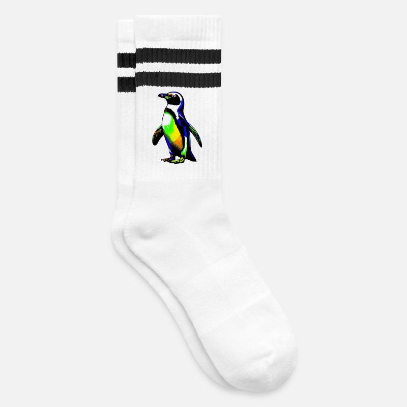 Pinguin - Gestreifte Tennissocken - Weiß/Schwarz