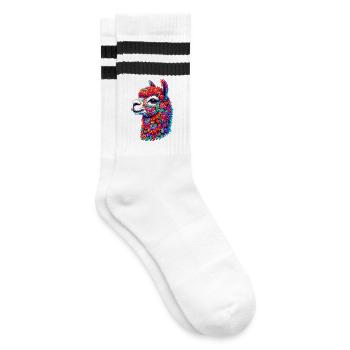 Alpaka - Gestreifte Tennissocken - Weiß/Schwarz - Rechts