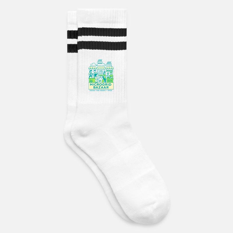 Microgrid Bazaar - Gestreifte Tennissocken - Weiß/Schwarz