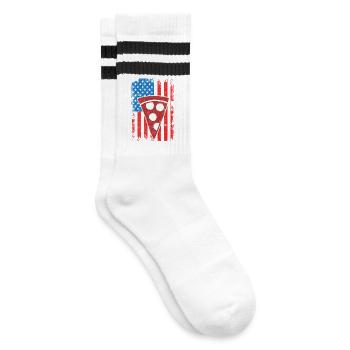 4th of July US Pizza - Striped tennis socks - white/black - Right