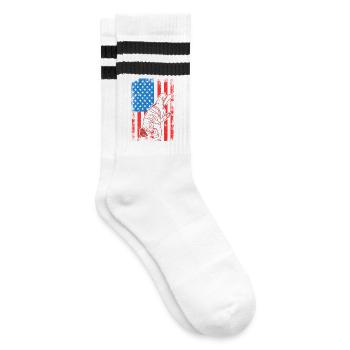 4th of July USA Breakdance - Striped tennis socks - white/black - Right