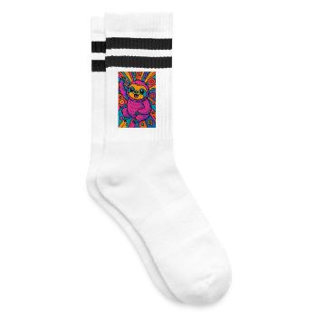 Faultier - Gestreifte Tennissocken - Weiß/Schwarz - Rechts