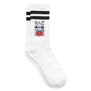 Chat citrouille - Chaussettes de tennis - blanc/noir - Droite