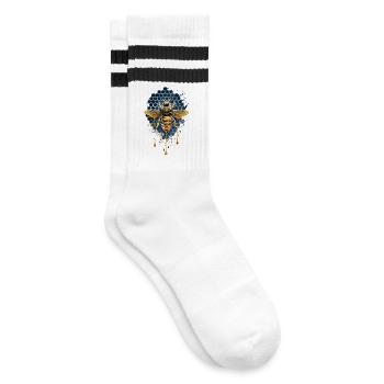 Biene goldener Honig - imker - Gestreifte Tennissocken - Weiß/Schwarz - Rechts