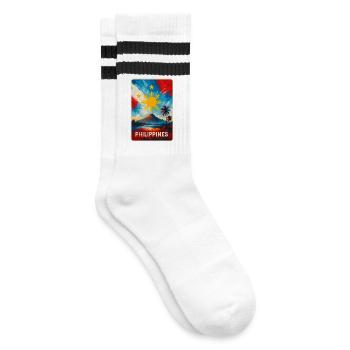 Philippines Flags Design - Striped tennis socks - white/black - Right