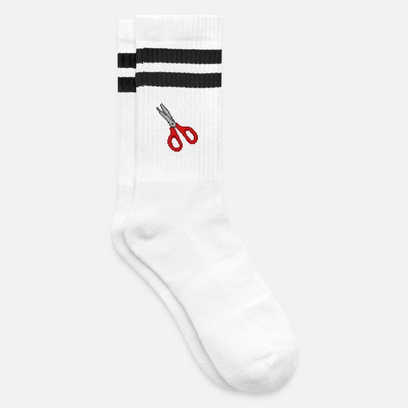 Ciseaux Rétro Rouge - Chaussettes de tennis - blanc/noir