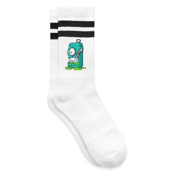 Monster Dose Cartoon Comic - Gestreifte Tennissocken - Weiß/Schwarz - Rechts