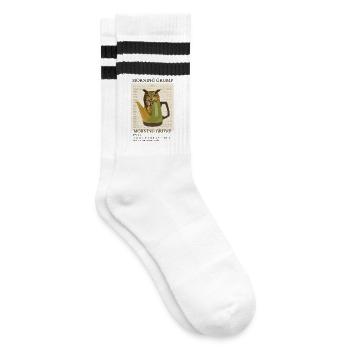 Morning Grump Vintage Eule - Gestreifte Tennissocken - Weiß/Schwarz - Rechts