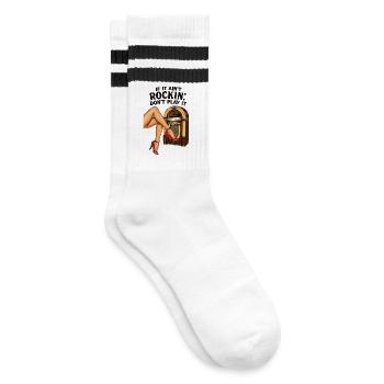 Rockabilly 50er Heels Pin Up Beine Jukebox Retro - Gestreifte Tennissocken - Weiß/Schwarz - Rechts