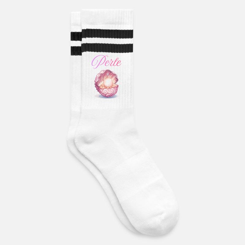 Perle dans la Coquille de Rose - Chaussettes de tennis - blanc/noir