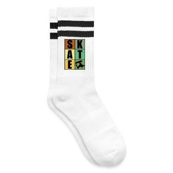 Skateboarding Skate - Striped tennis socks - white/black - Right