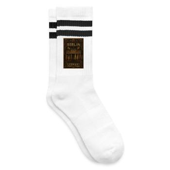 Berlin Germany – Steampunk Bronze Poster - Striped tennis socks - white/black - Right