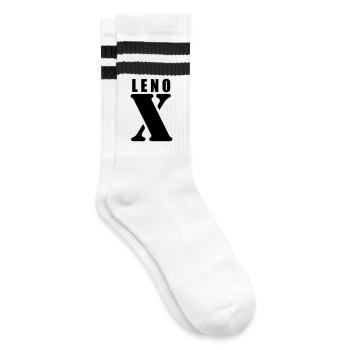 Lenox – First Name Design | Minimal Typography - Gestreifte Tennissocken - Weiß/Schwarz - Rechts
