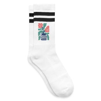 Plantez plus de fleurs – Motif floral rétro floral - Chaussettes de tennis - blanc/noir - Droite