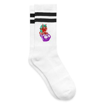 Crimson Demon  - Striped tennis socks - white/black - Right