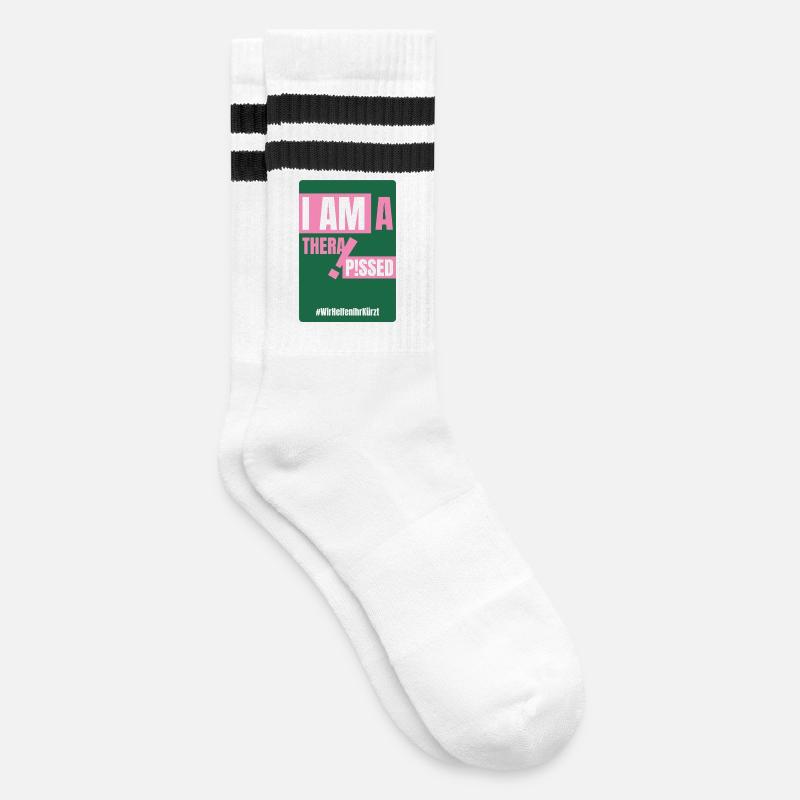 PSYCHO_01 - Gestreifte Tennissocken - Weiß/Schwarz