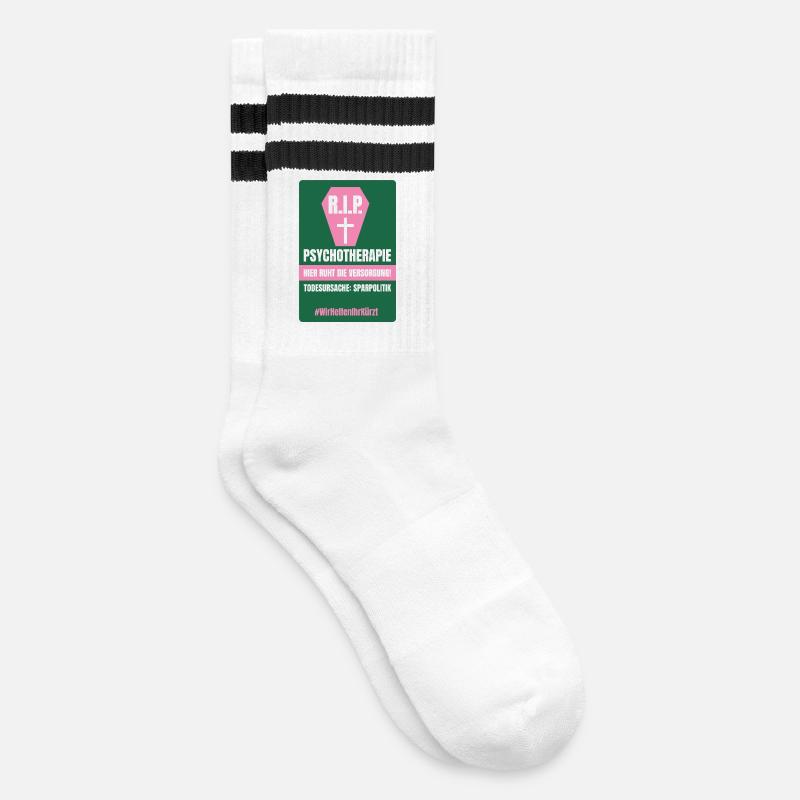 PSYCHO_04 - Gestreifte Tennissocken - Weiß/Schwarz