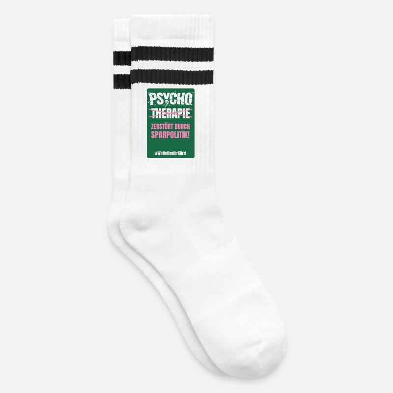 PSYCHO_05 - Gestreifte Tennissocken - Weiß/Schwarz