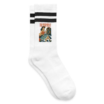 Pin-Up Girl im 50s Diner: Too Rockabilly for Rules - Gestreifte Tennissocken - Weiß/Schwarz - Rechts