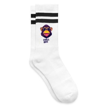 Chill Bro Monkey - Striped tennis socks - white/black - Right