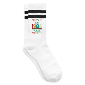 Anniversaire 40 ans - Vintage - Juillet 1986 - Chaussettes de tennis - blanc/noir - Droite