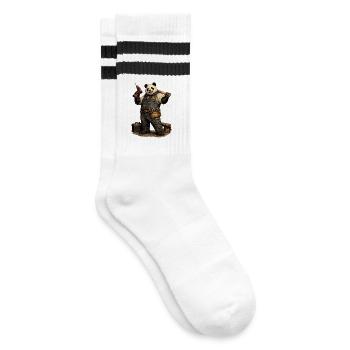 Artisan Dad Panda Cordless Screwdriver Funny - Striped tennis socks - white/black - Right