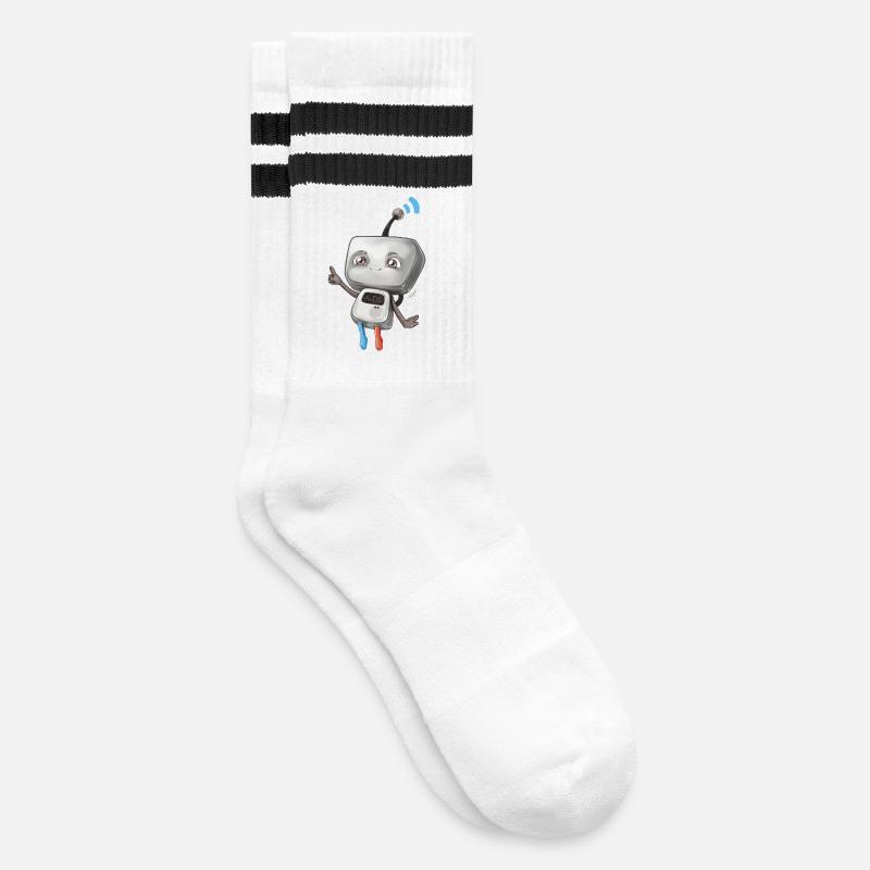 Small robot - Striped tennis socks - white/black
