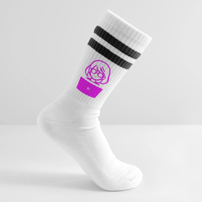 Woman with Computer Programmer Coder Striped tennis socks