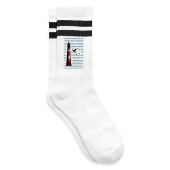 Lighthouse by the sea – peace and orientation - Striped tennis socks - white/black - Right
