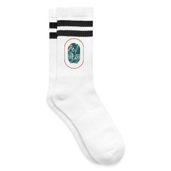 Padel More Spin More Grin Funny Player - Striped tennis socks - white/black - Right