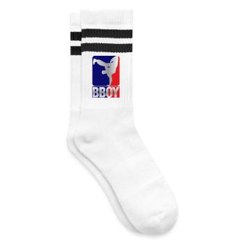 Breakdance B-Boy Streetdance Design Hip Hop Dance - Gestreifte Tennissocken - Weiß/Schwarz - Rechts