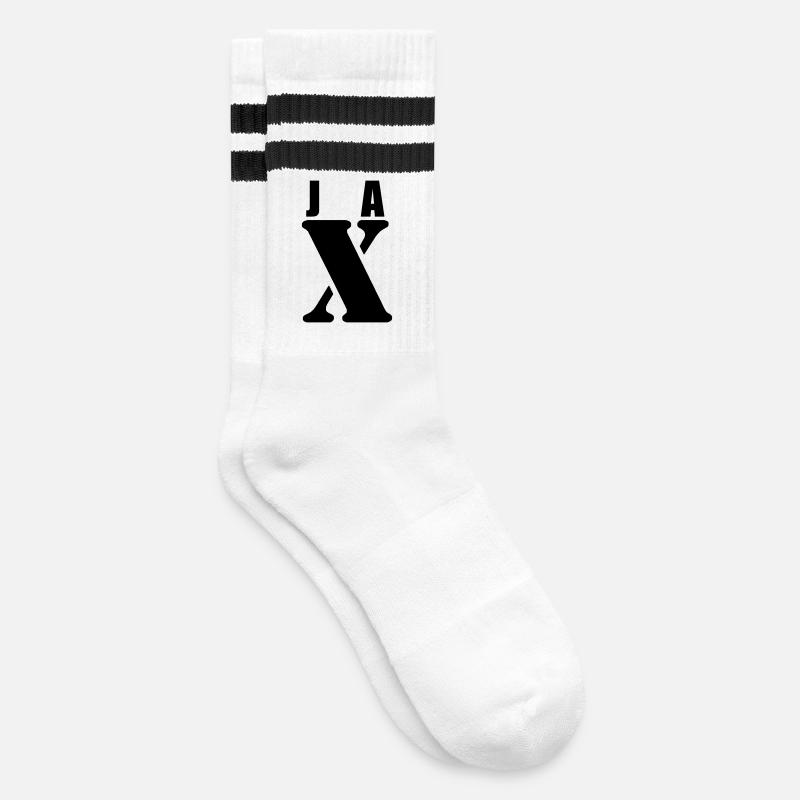 Jax – Conception de prénom | Typographie minimale - Chaussettes de tennis - blanc/noir