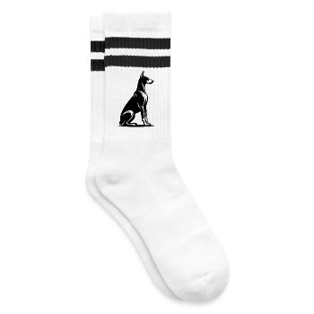 Silhouette du chien de garde doberman loyal - Chaussettes de tennis - blanc/noir - Droite
