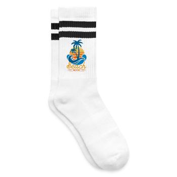 Beach Mode On Summer Vacation Tropical Gift - Striped tennis socks - white/black - Right