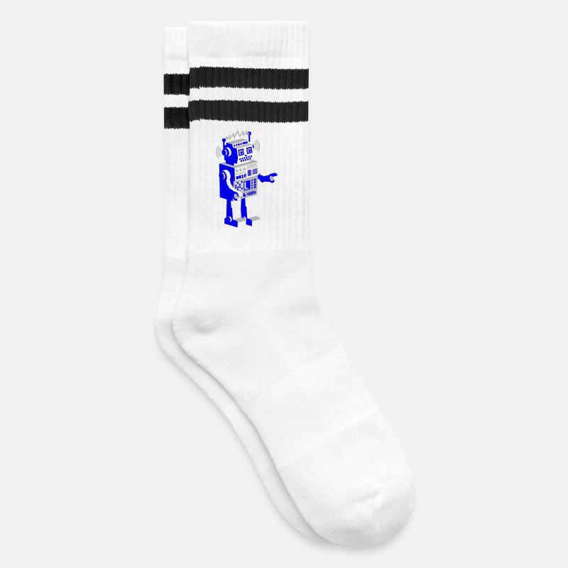 roboter retro robot - Striped tennis socks - white/black