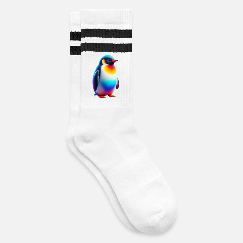 Pinguin - Gestreifte Tennissocken - Weiß/Schwarz