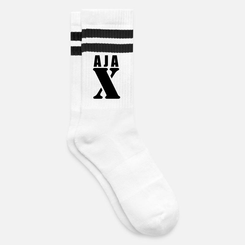 Ajax – First Name Design | Minimal Typography - Striped tennis socks - white/black