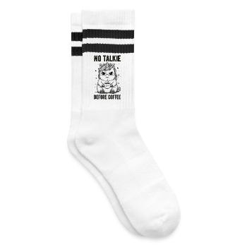No conversation in front of coffee lover unicorn - Striped tennis socks - white/black - Right
